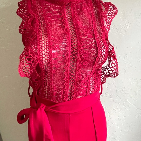 Jumpsuit size L red stretch beautiful - Picture 3 of 9